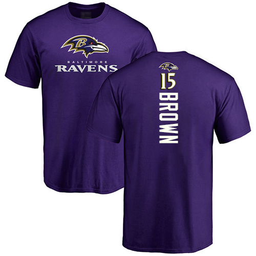 Men Baltimore Ravens Purple Marquise Brown Backer NFL Football #15 T Shirt->nfl t-shirts->Sports Accessory
